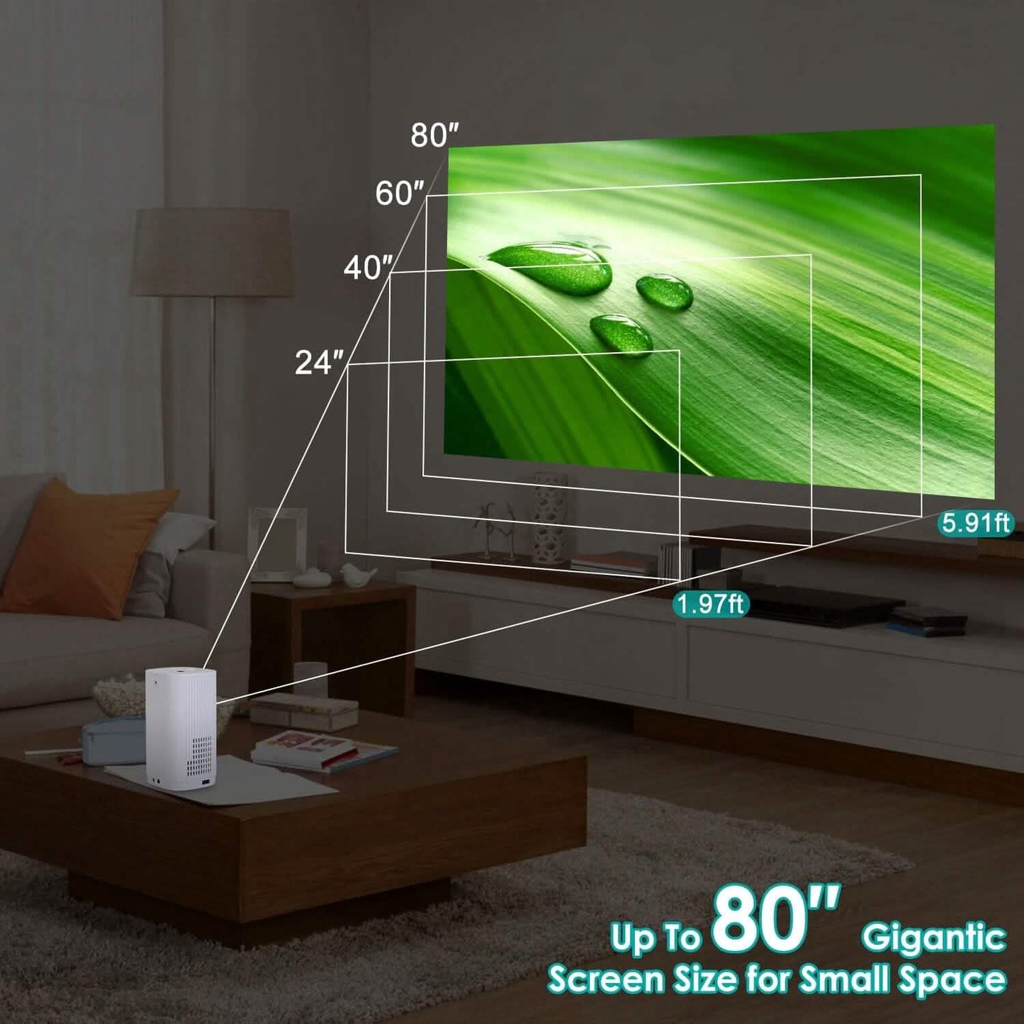 WiFi 1080P Projector Phone Projector Home Movie Projector Compatible with IOS Android iPads U Disk DailySale