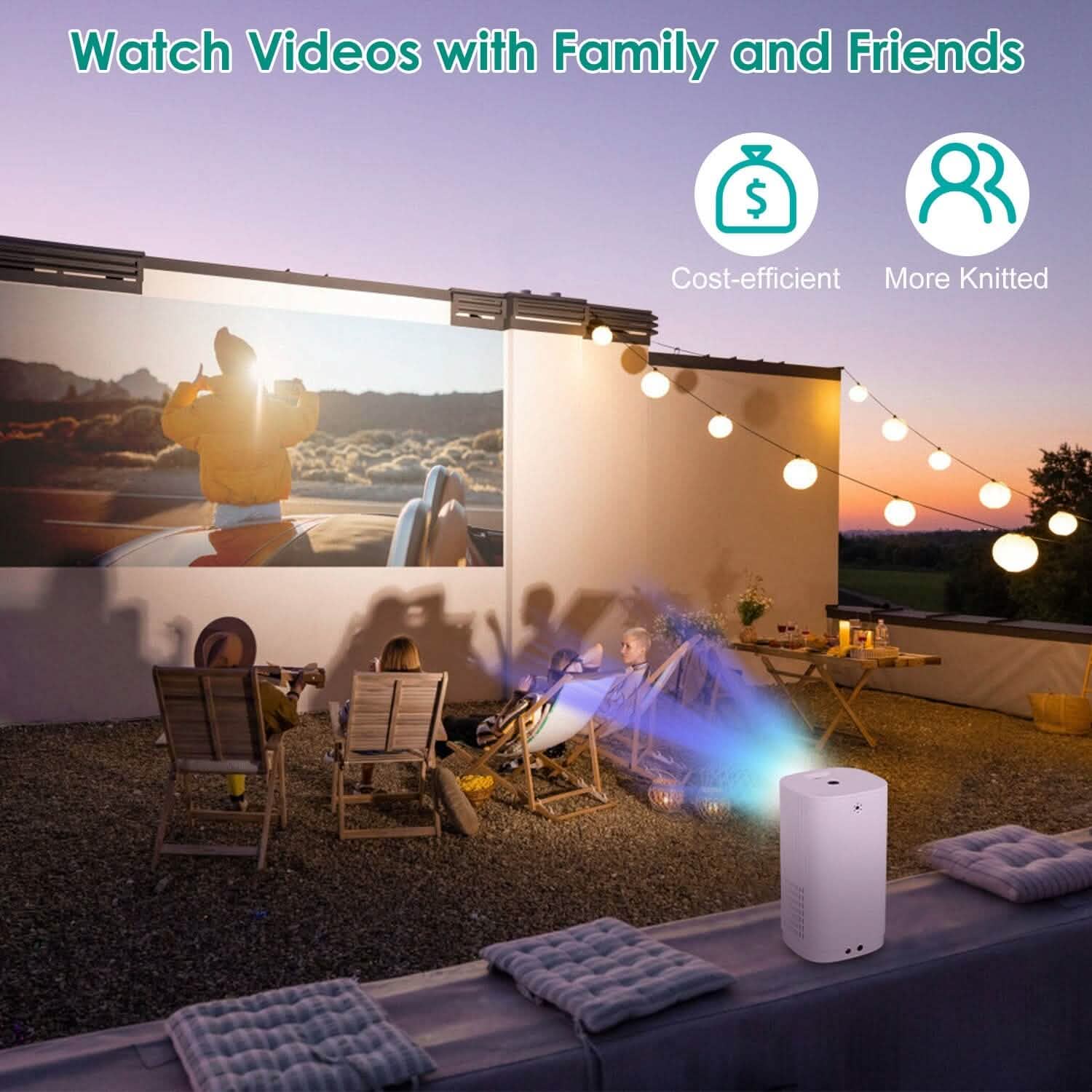WiFi 1080P Projector Phone Projector Home Movie Projector Compatible with IOS Android iPads U Disk DailySale