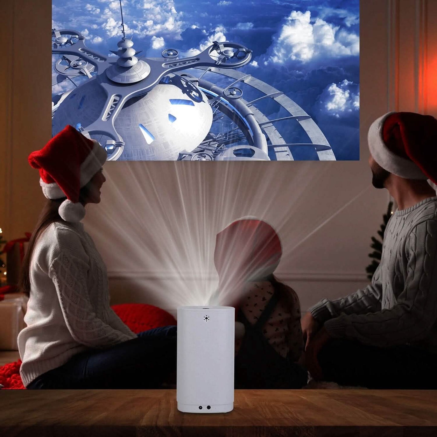 WiFi 1080P Projector Phone Projector Home Movie Projector Compatible with IOS Android iPads U Disk DailySale