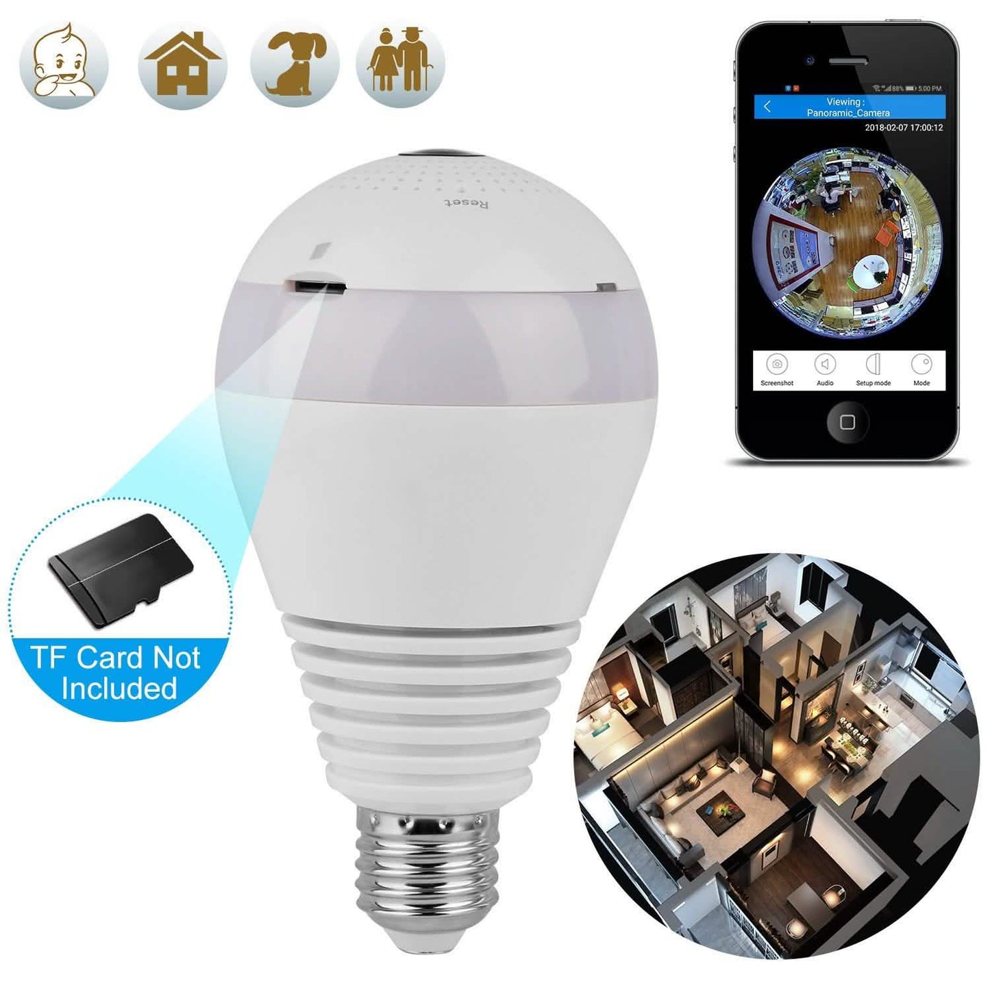 WiFi Light Bulb Camera 960P Security Camera 360° DailySale