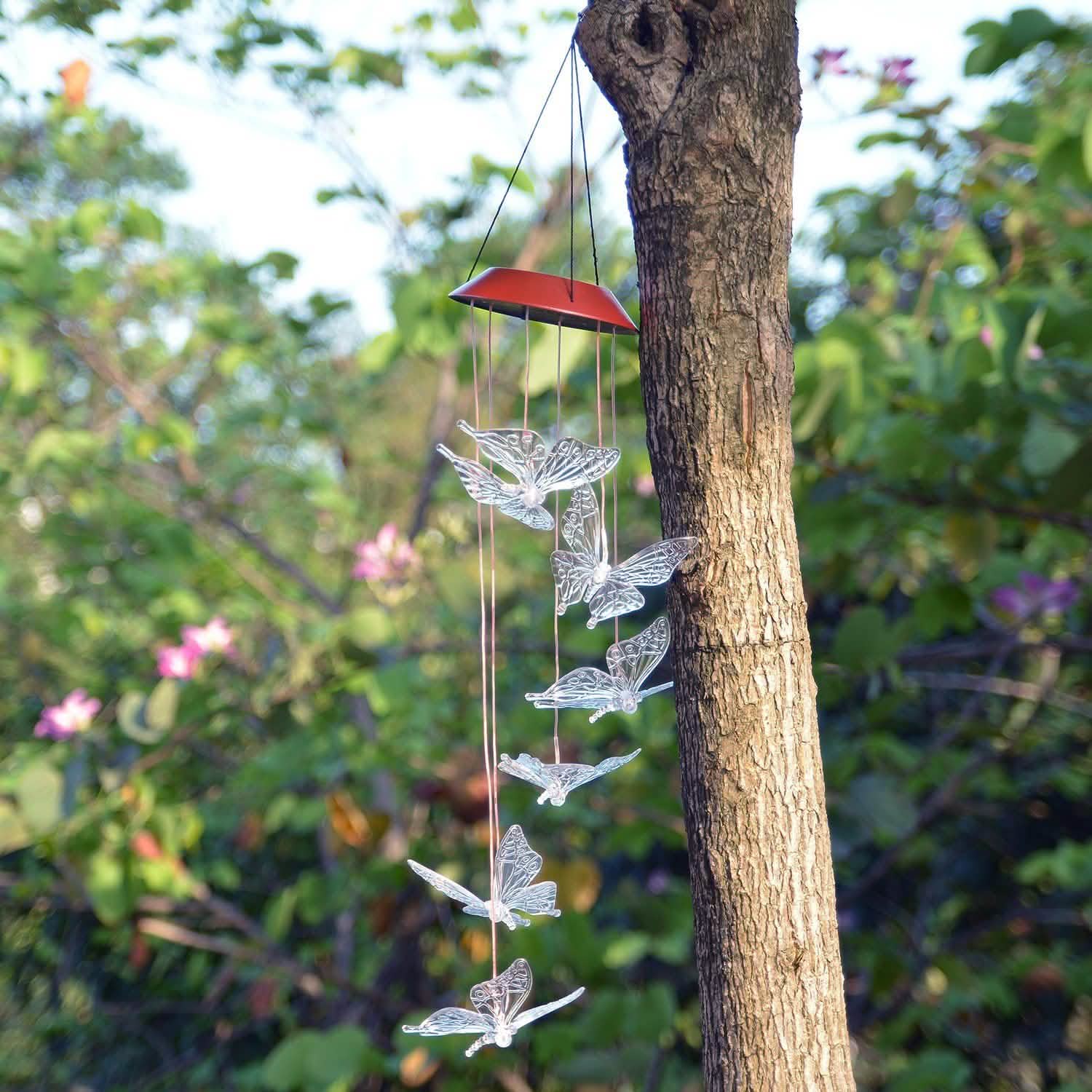 Windlights Solar Powered LED Butterfly Wind Chimes DailySale