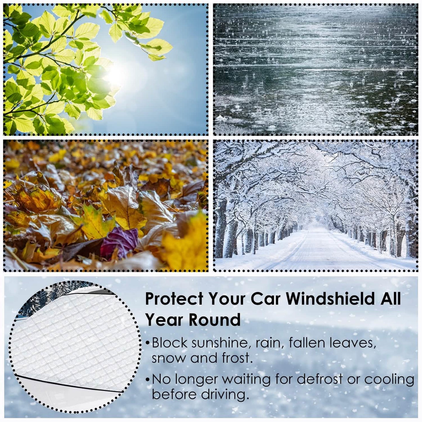 Windshield Protector Against Ice Sun Fit for Small Mid SUVs with Anti-theft Flaps DailySale
