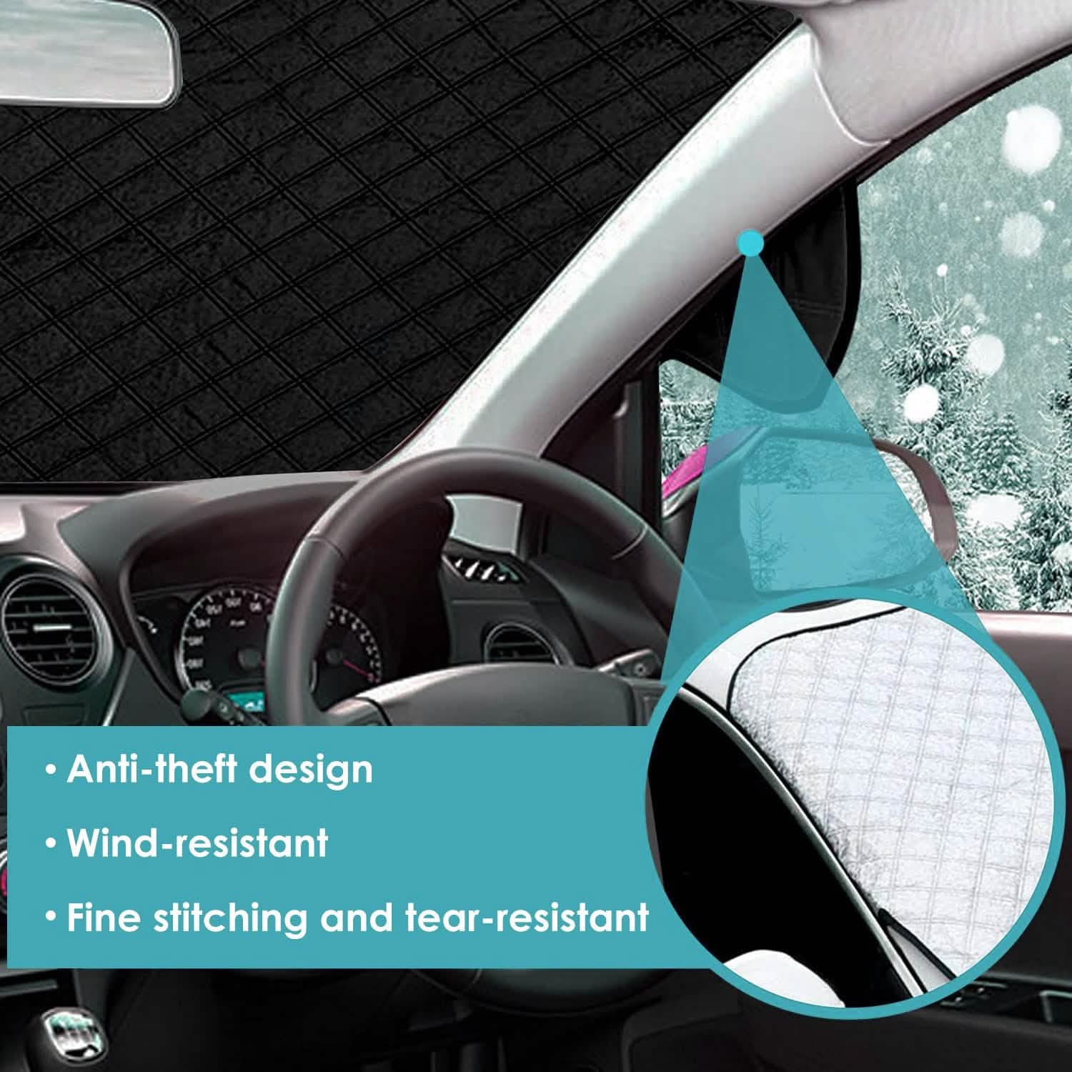 Windshield Protector Against Ice Sun Fit for Small Mid SUVs with Anti-theft Flaps DailySale
