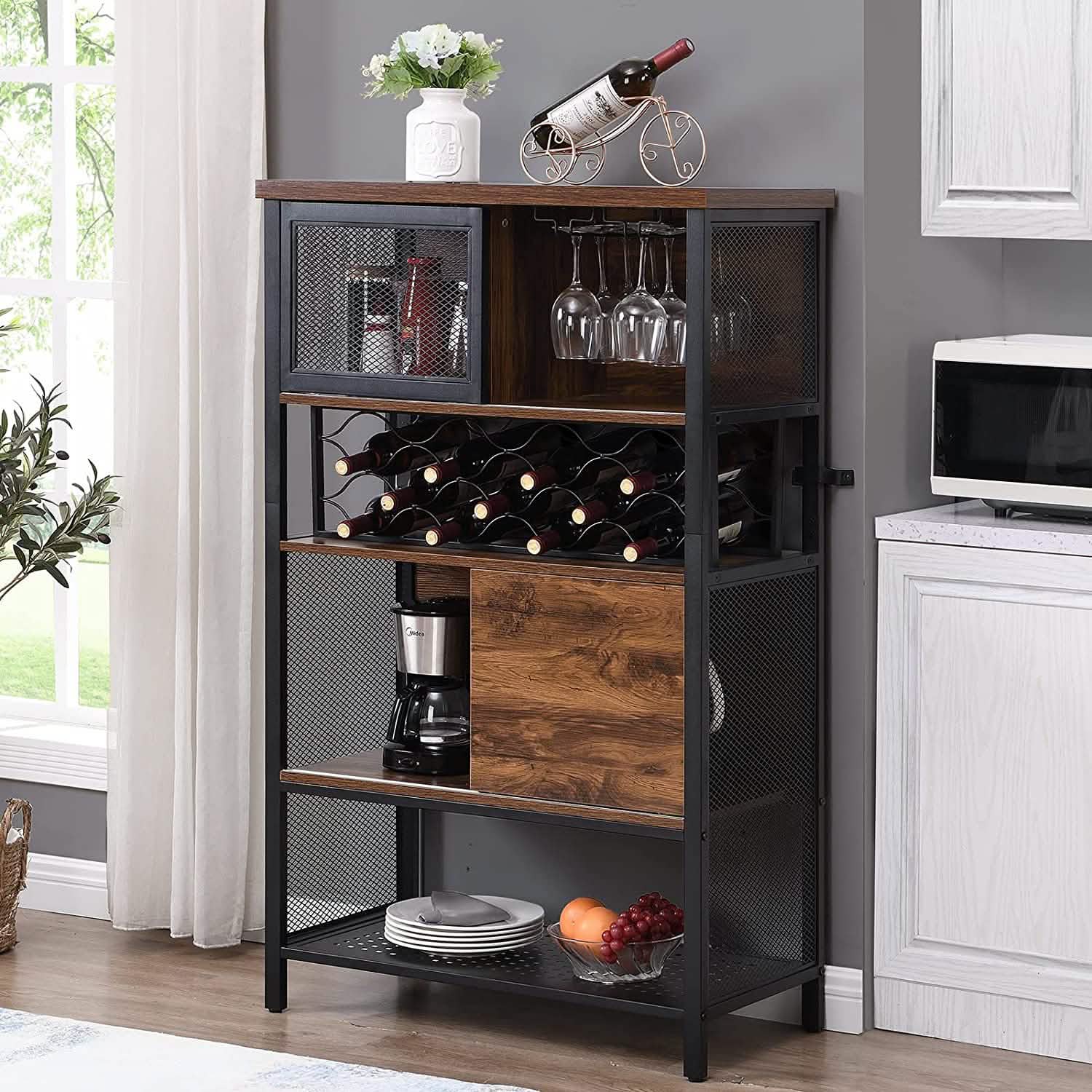 Wine Bar Cabinet for Liquor and Glasses DailySale