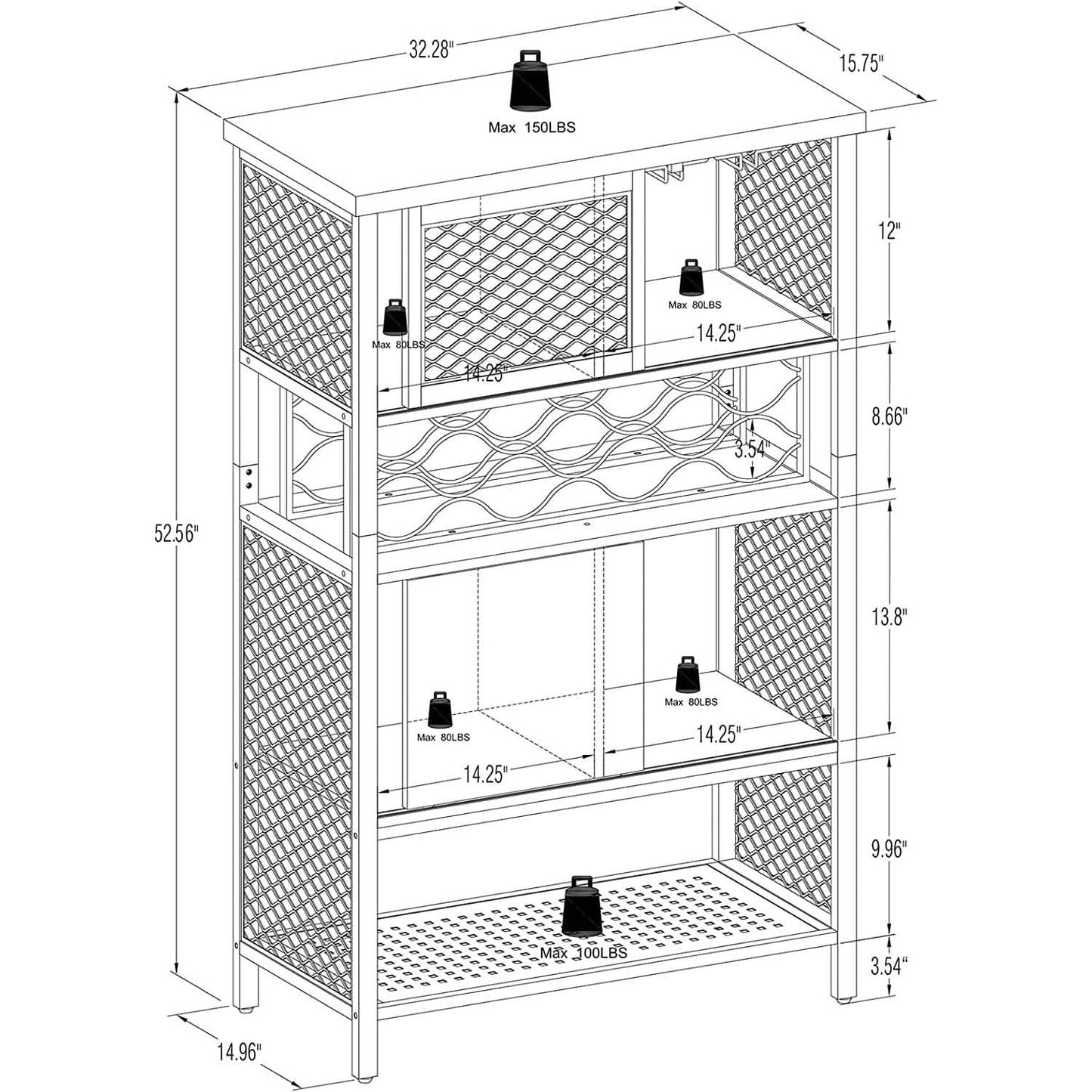 Wine Bar Cabinet for Liquor and Glasses DailySale