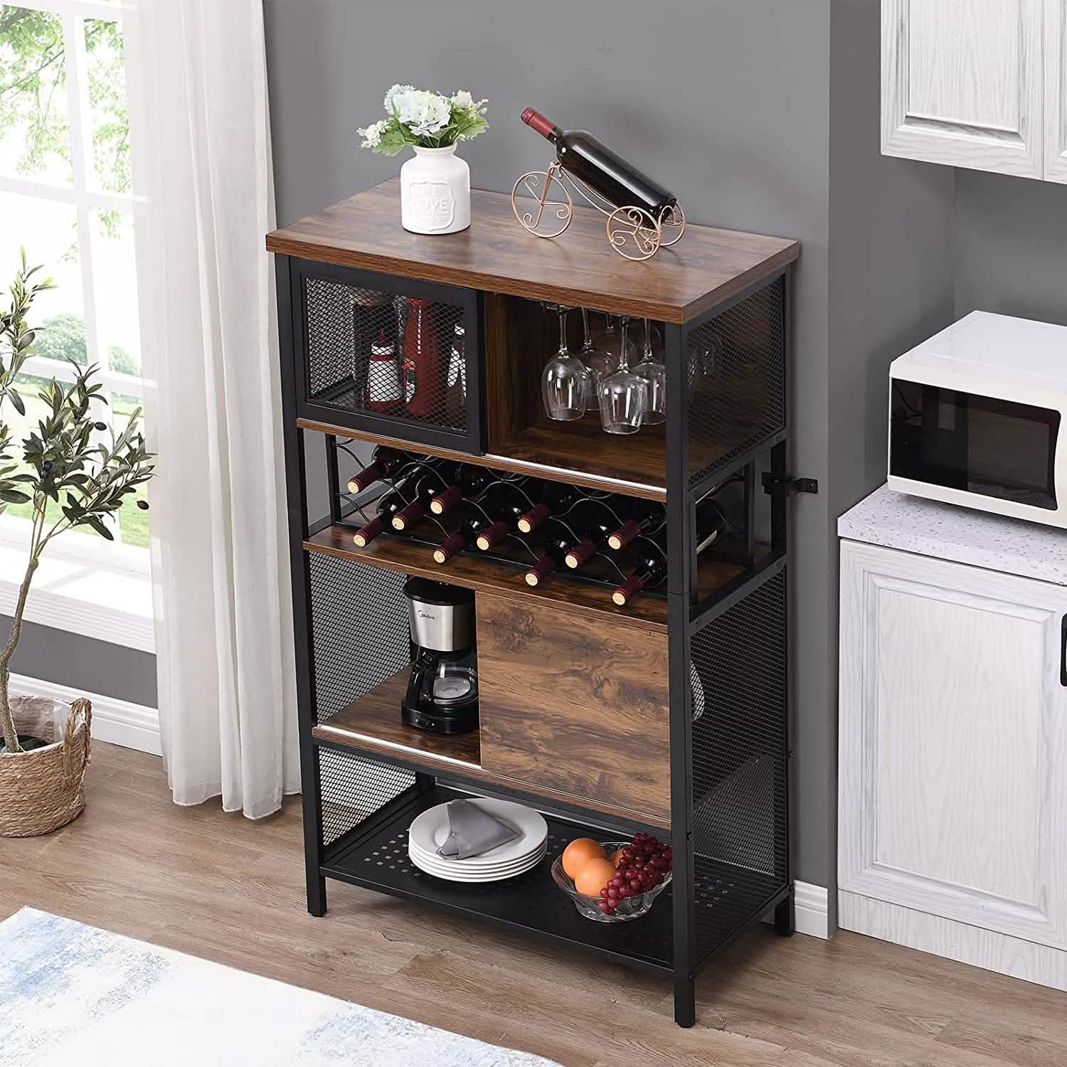 Wine Bar Cabinet for Liquor and Glasses DailySale