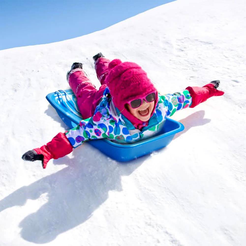 Winter Blue Plastic Snow Sled Boat Shape Sledge DailySale