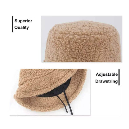 Winter Bucket Hat Women Warm Hats Vintage Faux Fur Fisherman Cap DailySale