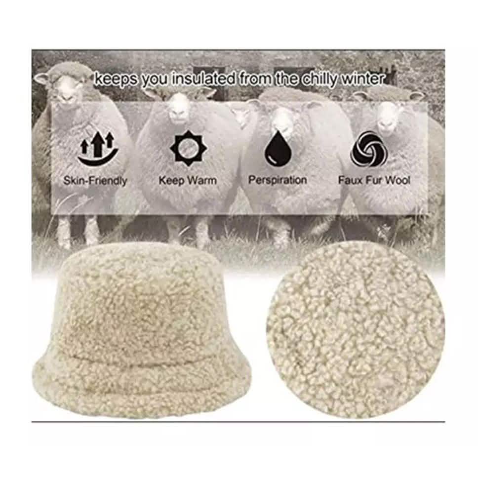 Winter Bucket Hat Women Warm Hats Vintage Faux Fur Fisherman Cap DailySale