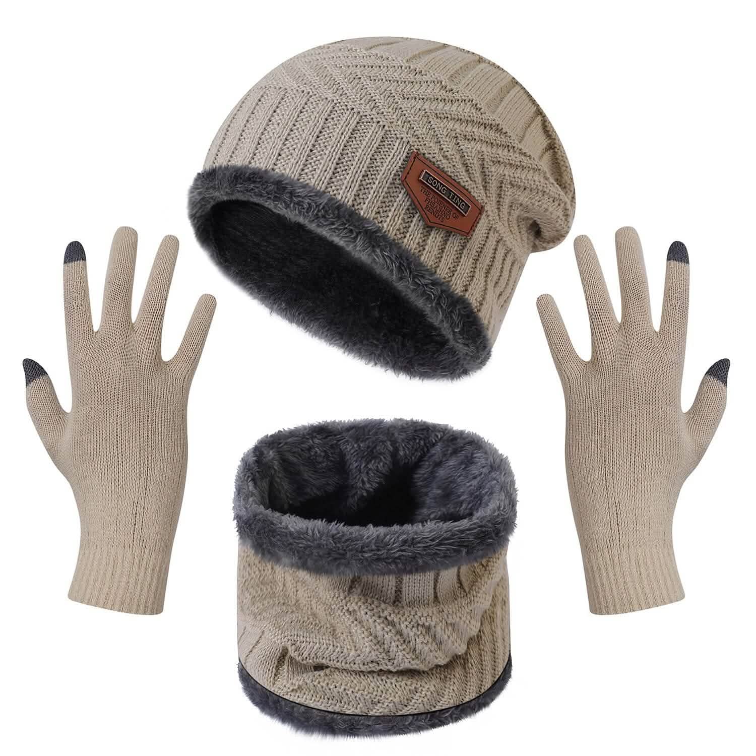 Winter Warm Beanie and Touch Screen Gloves Scarfs Set DailySale
