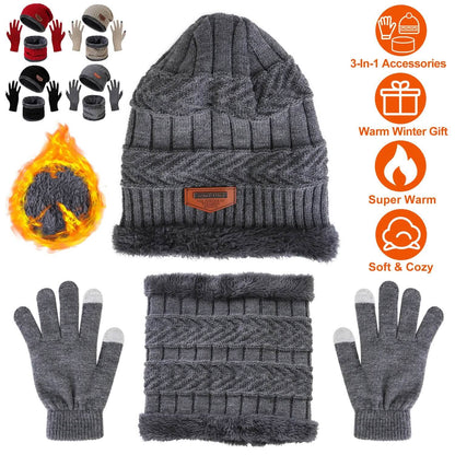 Winter Warm Beanie and Touch Screen Gloves Scarfs Set DailySale