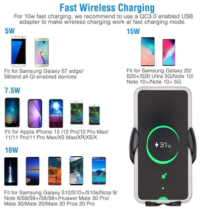 Wireless Car Charger 15W Qi Fast Charging Car Mount DailySale