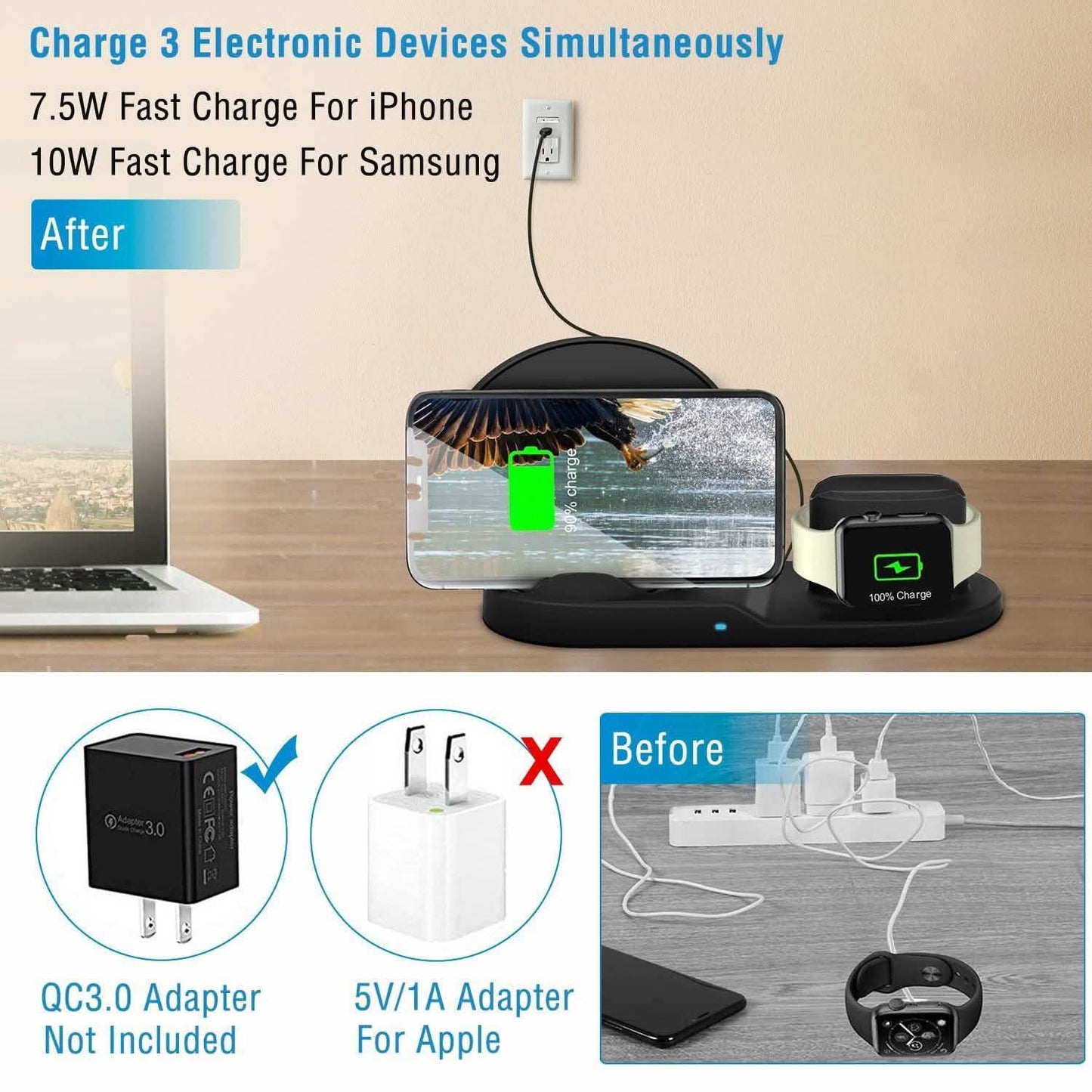 Wireless Charger 10W Fast Charging Station DailySale