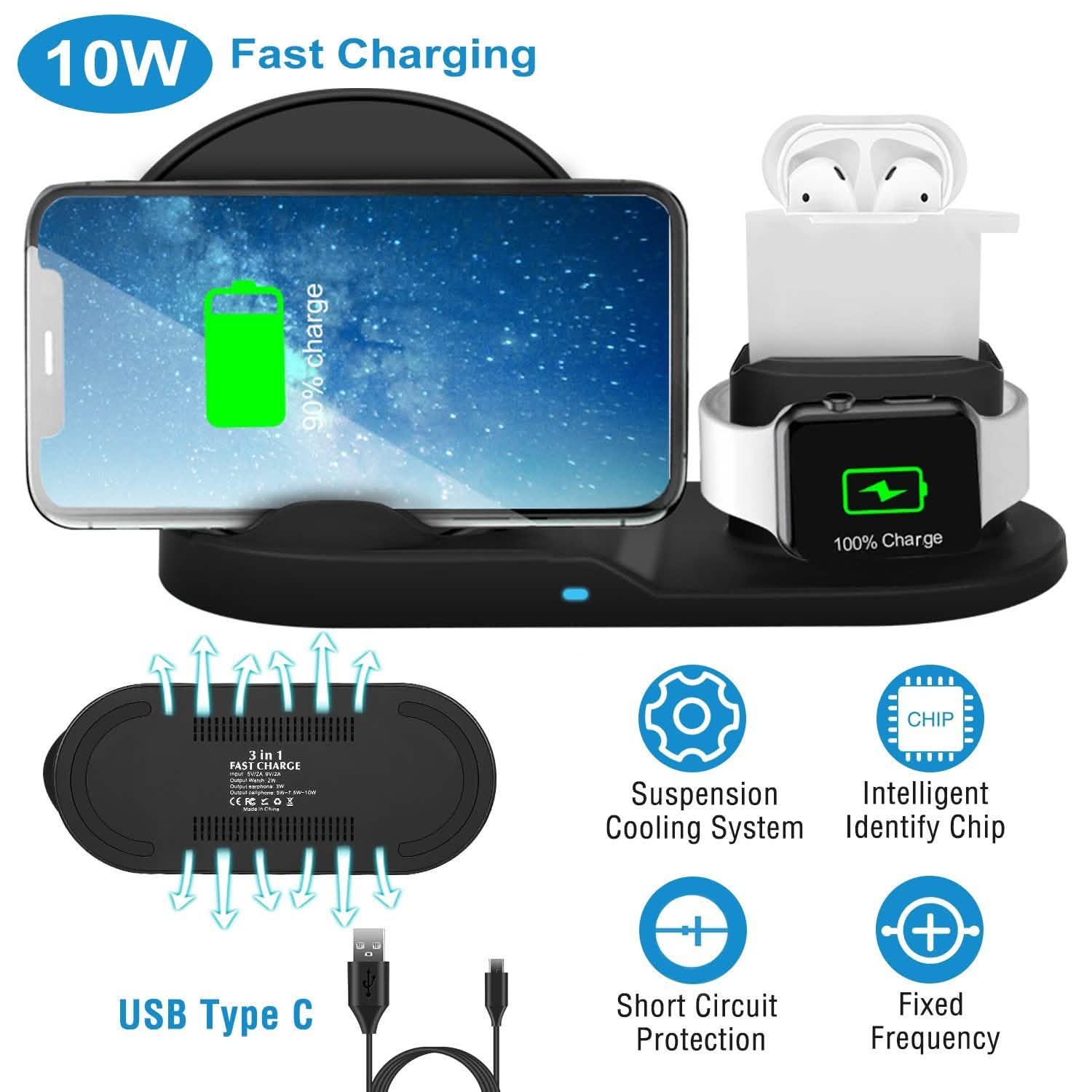 Wireless Charger 10W Fast Charging Station DailySale