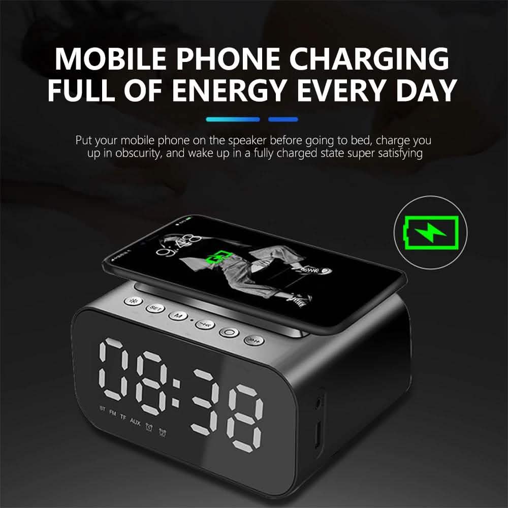 Wireless Charger Alarm Clock Bluetooth Speaker LED Smart Digital Clock DailySale