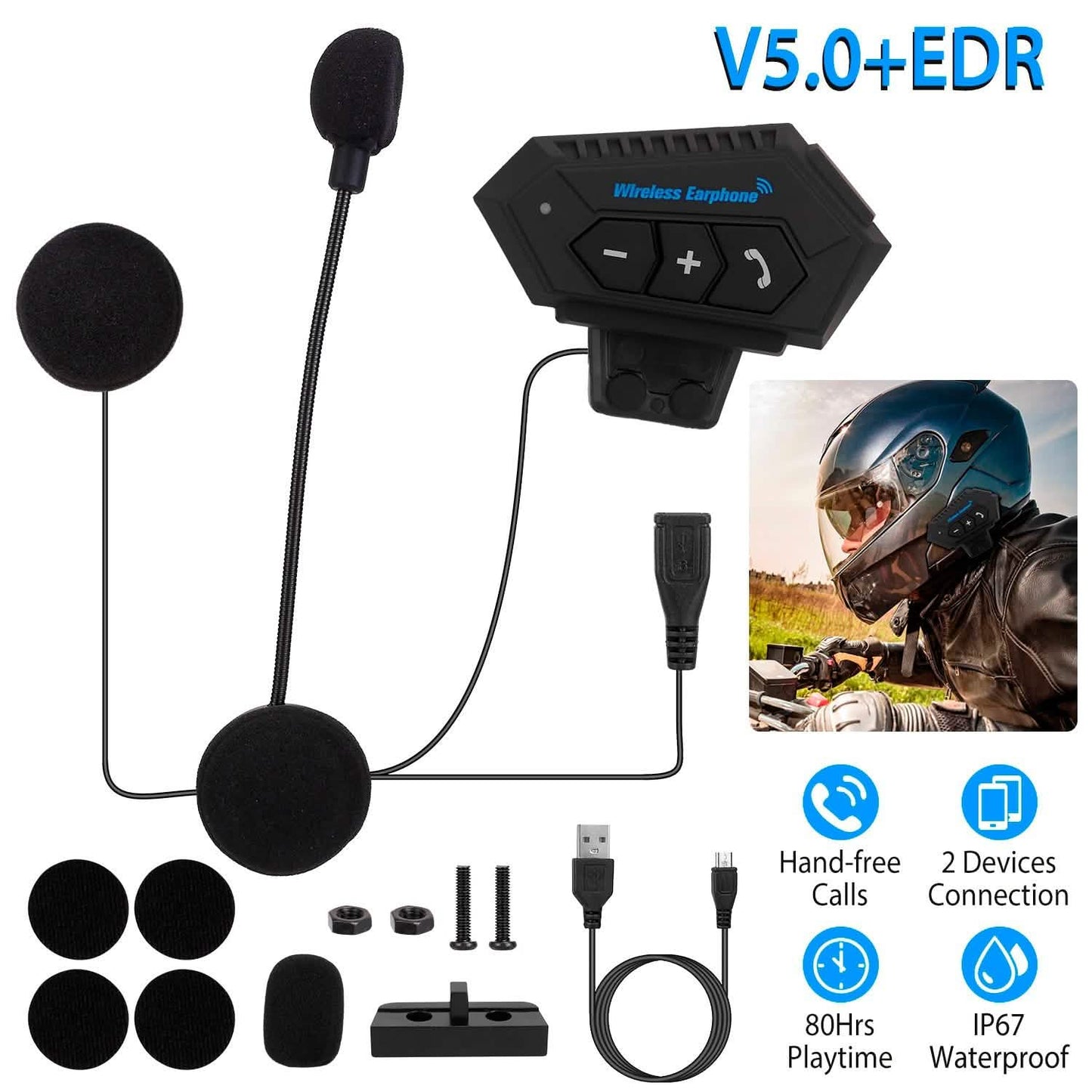 Wireless Headset Speaker Motorcycle Helmet Motorbike Headphone DailySale