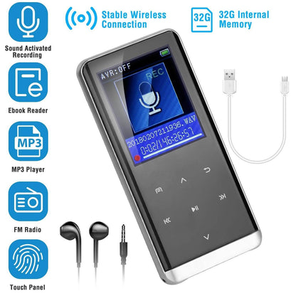 Wireless MP3 Player with Voice Recorder 32G Digital Music HiFi DailySale