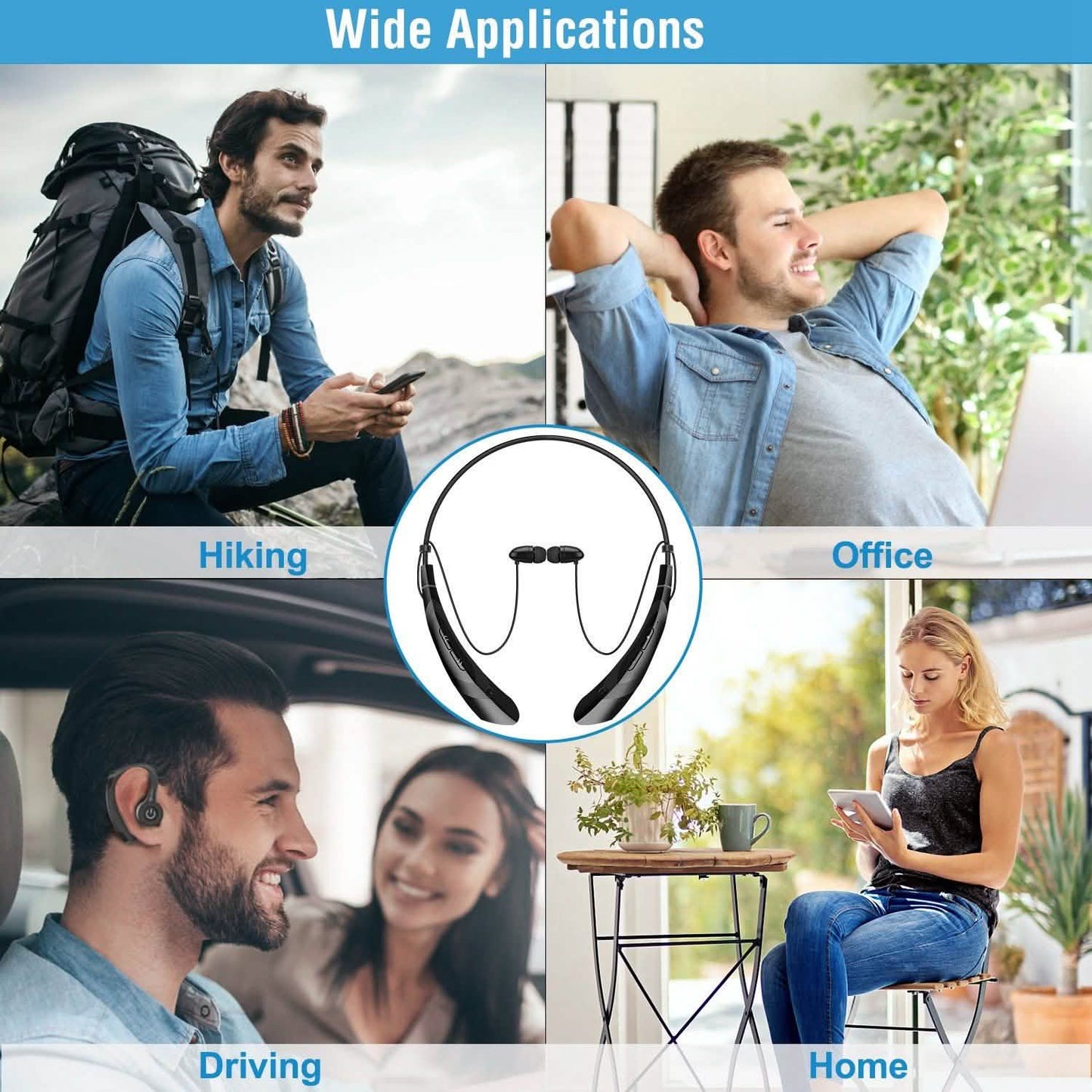 Wireless Neckband Headphones V 5.0 Sweat-proof Sport Headsets DailySale