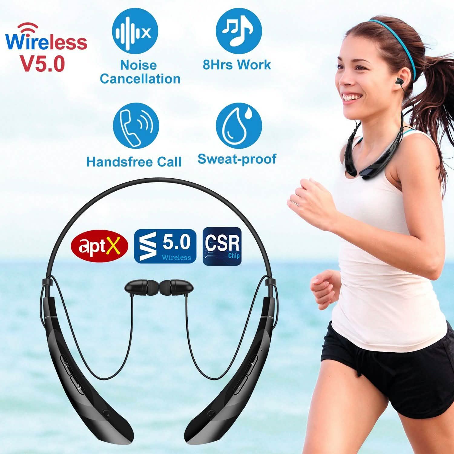 Wireless Neckband Headphones V 5.0 Sweat-proof Sport Headsets DailySale