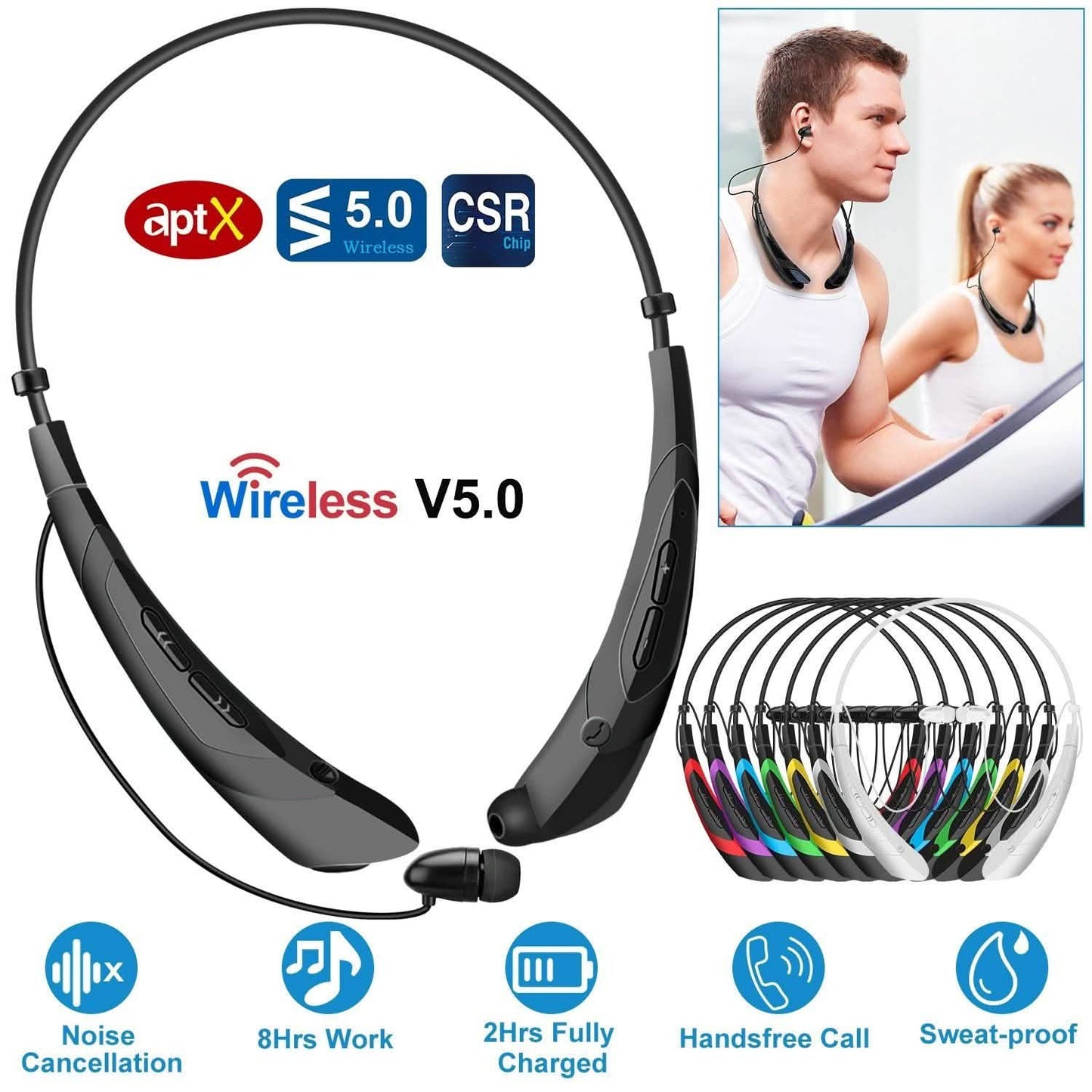 Wireless Neckband Headphones V 5.0 Sweat-proof Sport Headsets DailySale