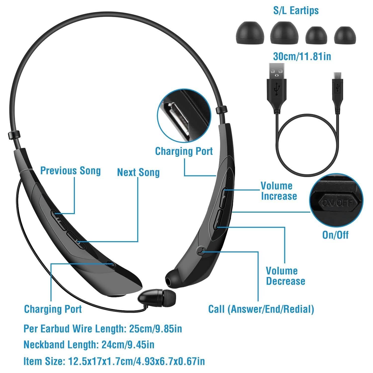 Wireless Neckband Headphones V 5.0 Sweat-proof Sport Headsets DailySale