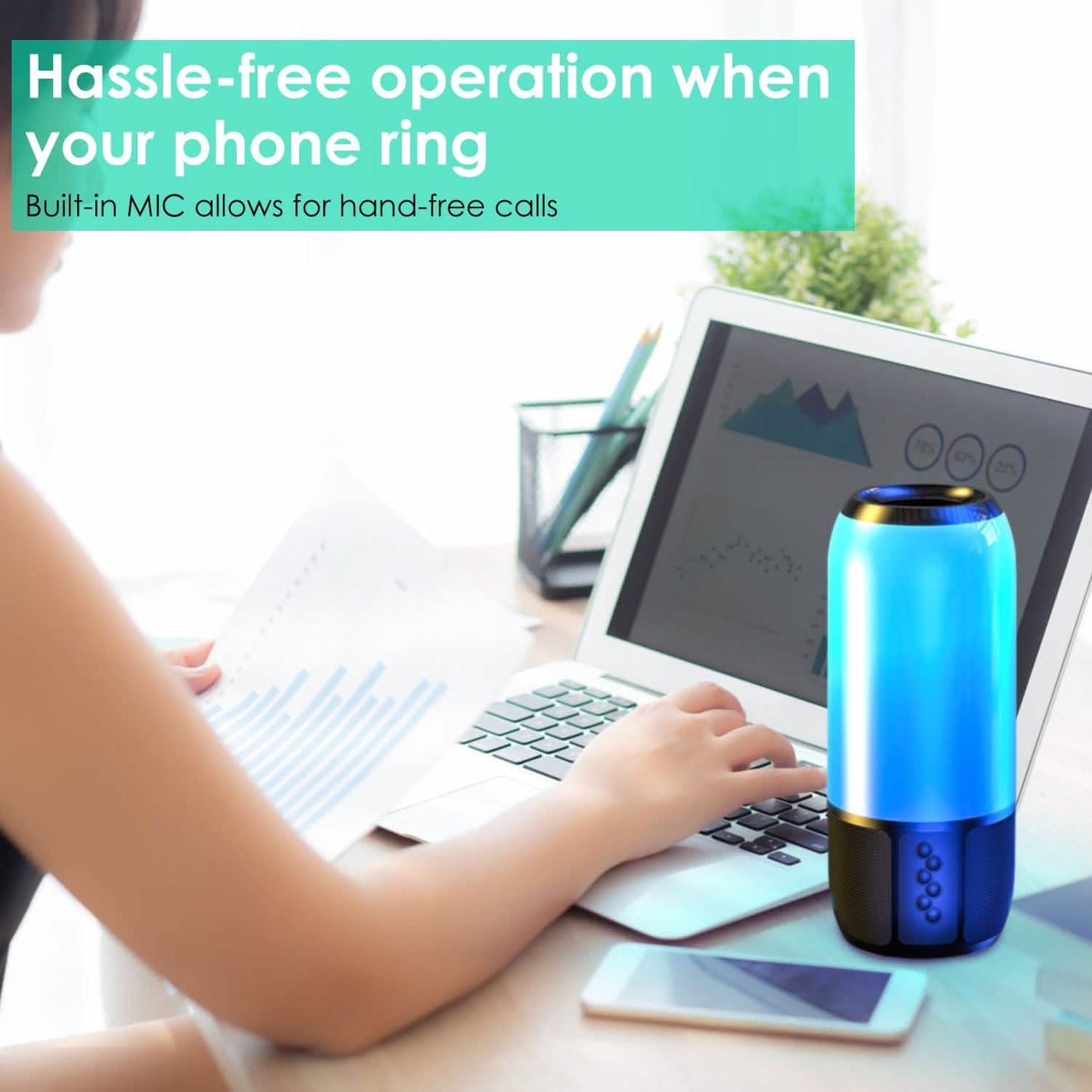 Wireless Portable Speaker with Color Changing Light DailySale