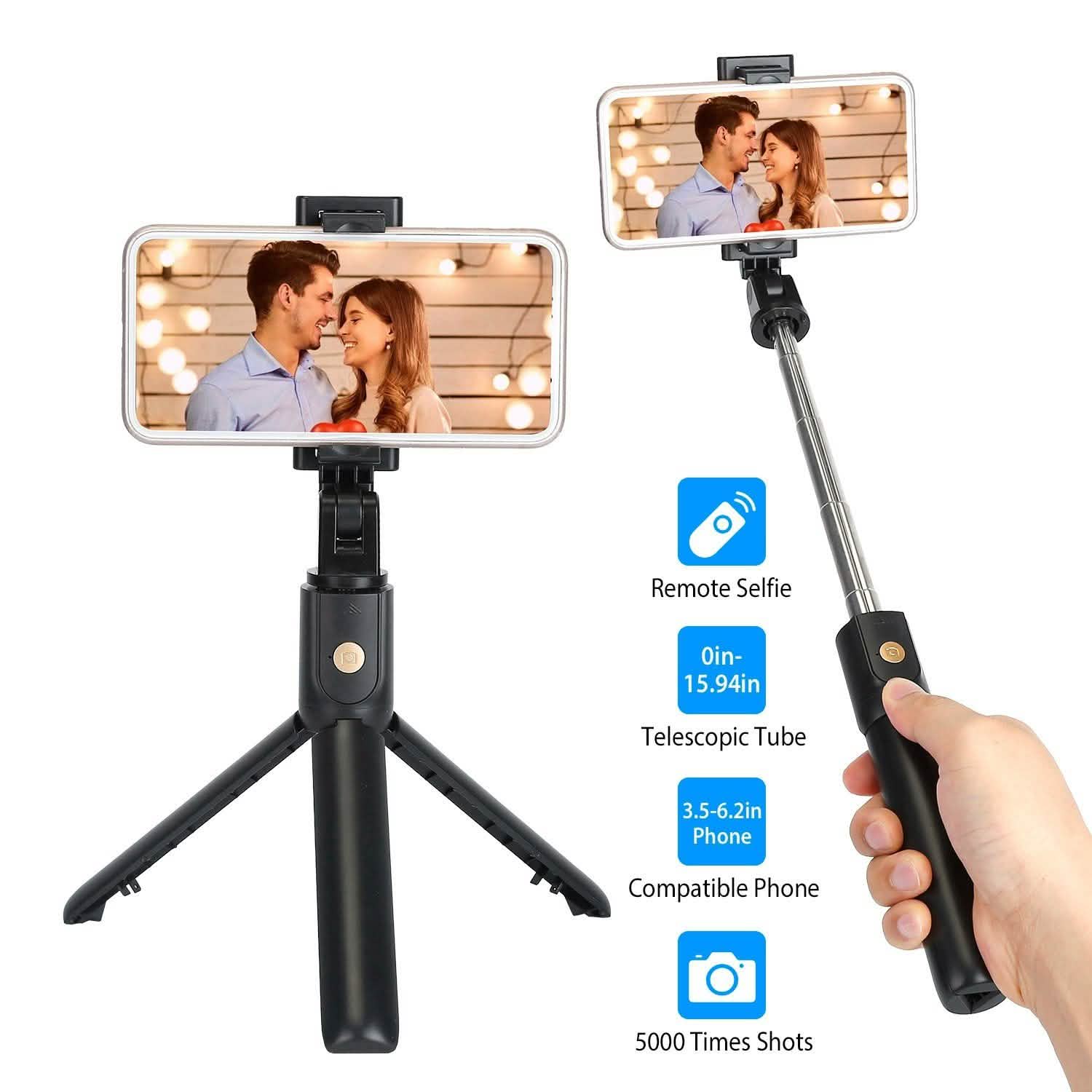 Wireless Selfie Stick Extendable Tripod with Detachable Remote Shutter for 3.5-6.2" Phone DailySale