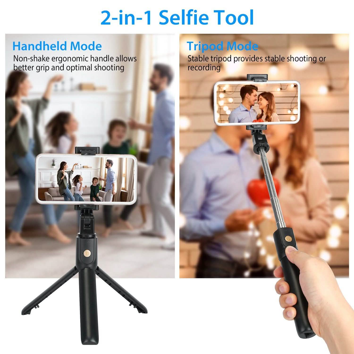 Wireless Selfie Stick Extendable Tripod with Detachable Remote Shutter for 3.5-6.2" Phone DailySale