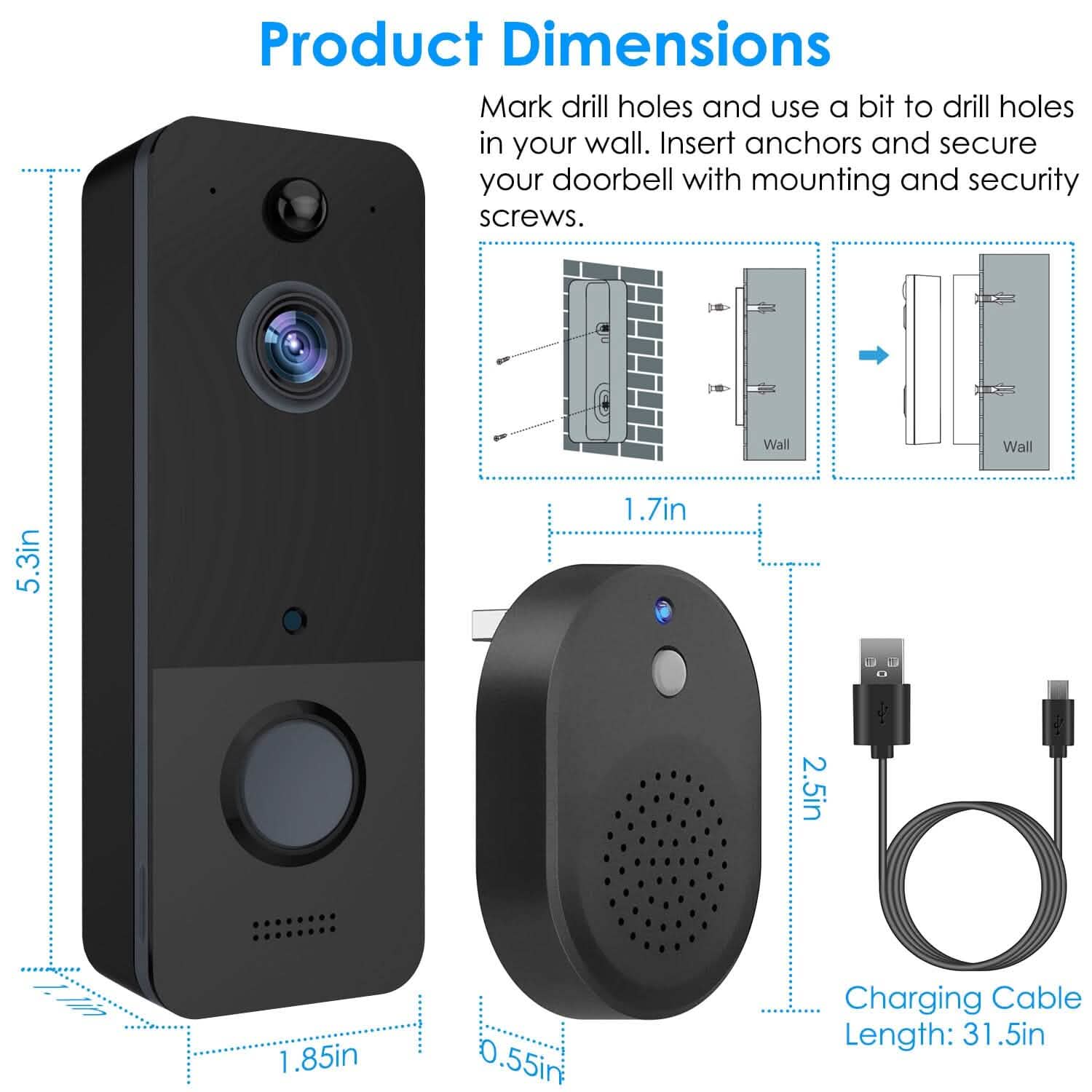 Wireless Smart Wi-Fi Video Doorbell DailySale