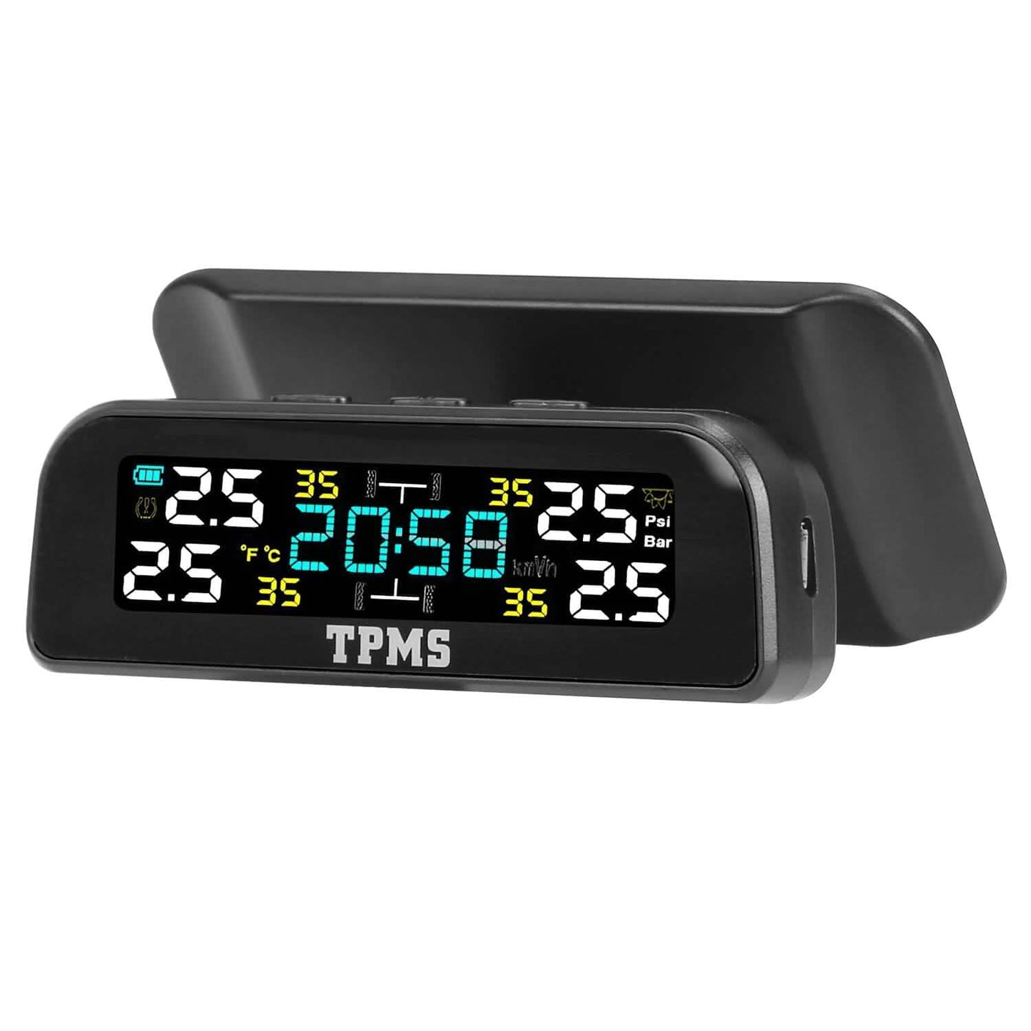 Wireless Solar Car Tire Pressure Monitoring System Auto Tire Pressure with Sensors Temperature Alarm DailySale