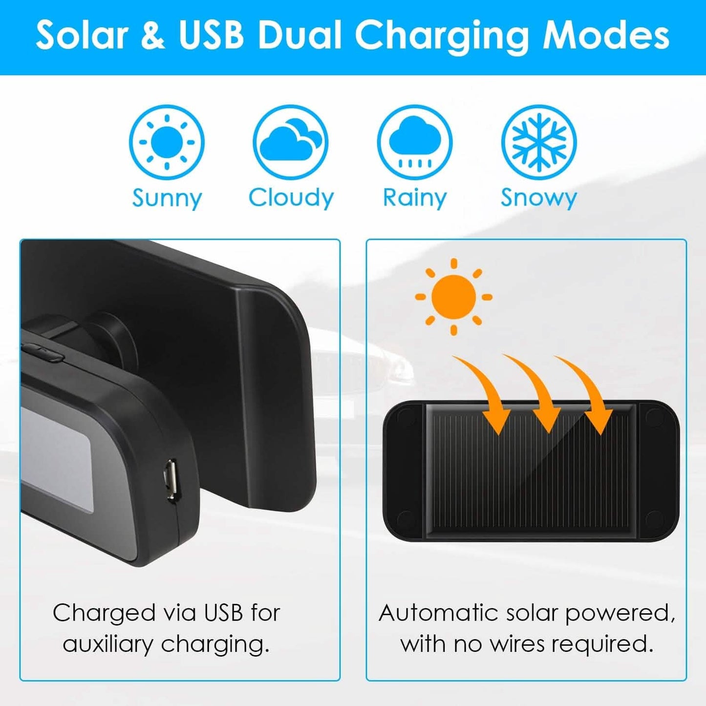 Wireless Solar Car Tire Pressure Monitoring System Auto Tire Pressure with Sensors Temperature Alarm DailySale
