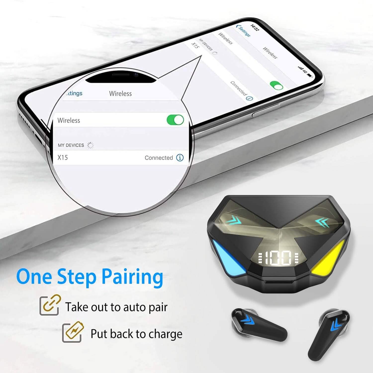 Wireless TWS 5.0 In-Ear Headphone Headset with Charging Case Low Latency Game Mode DailySale