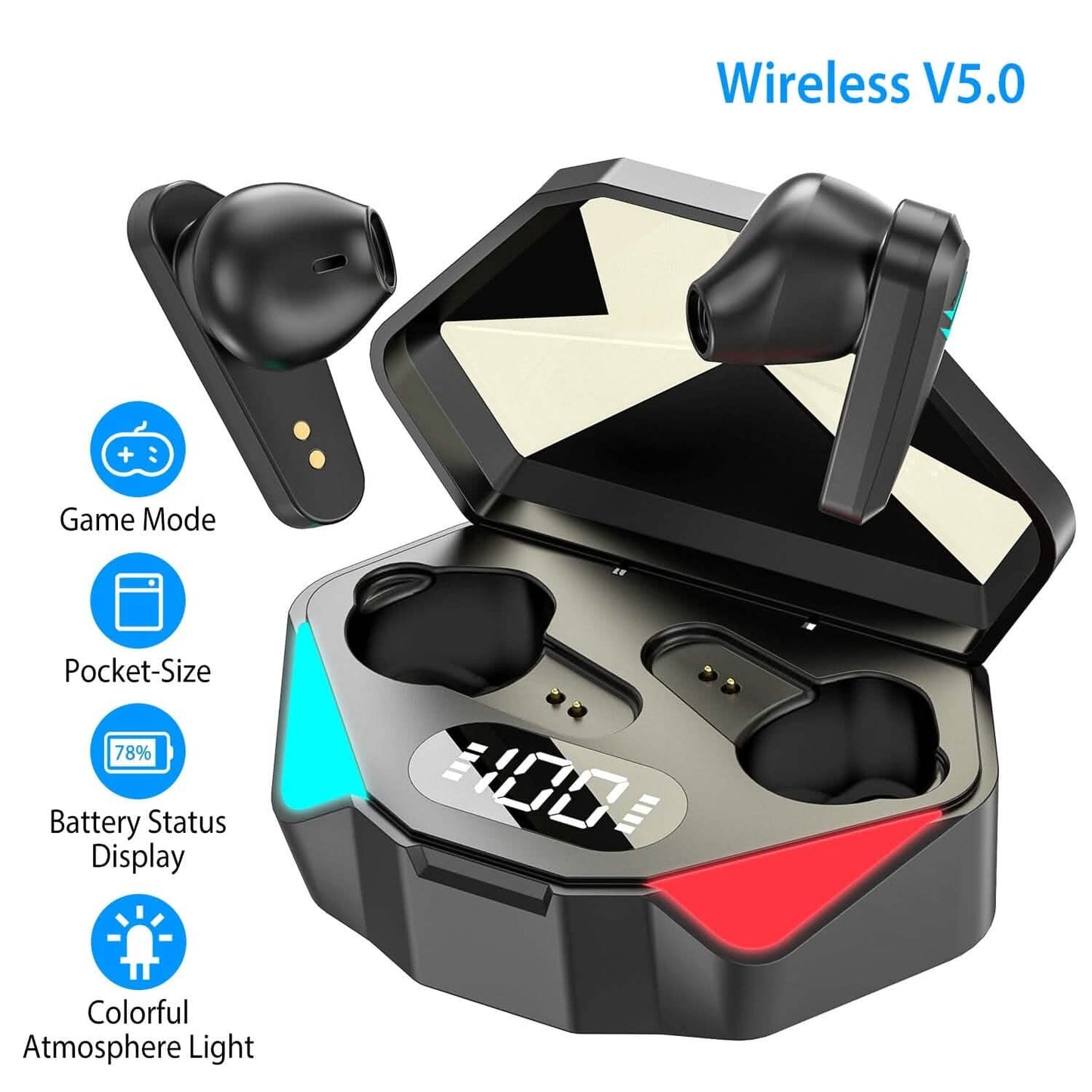Wireless TWS 5.0 In-Ear Headphone Headset with Charging Case Low Latency Game Mode DailySale