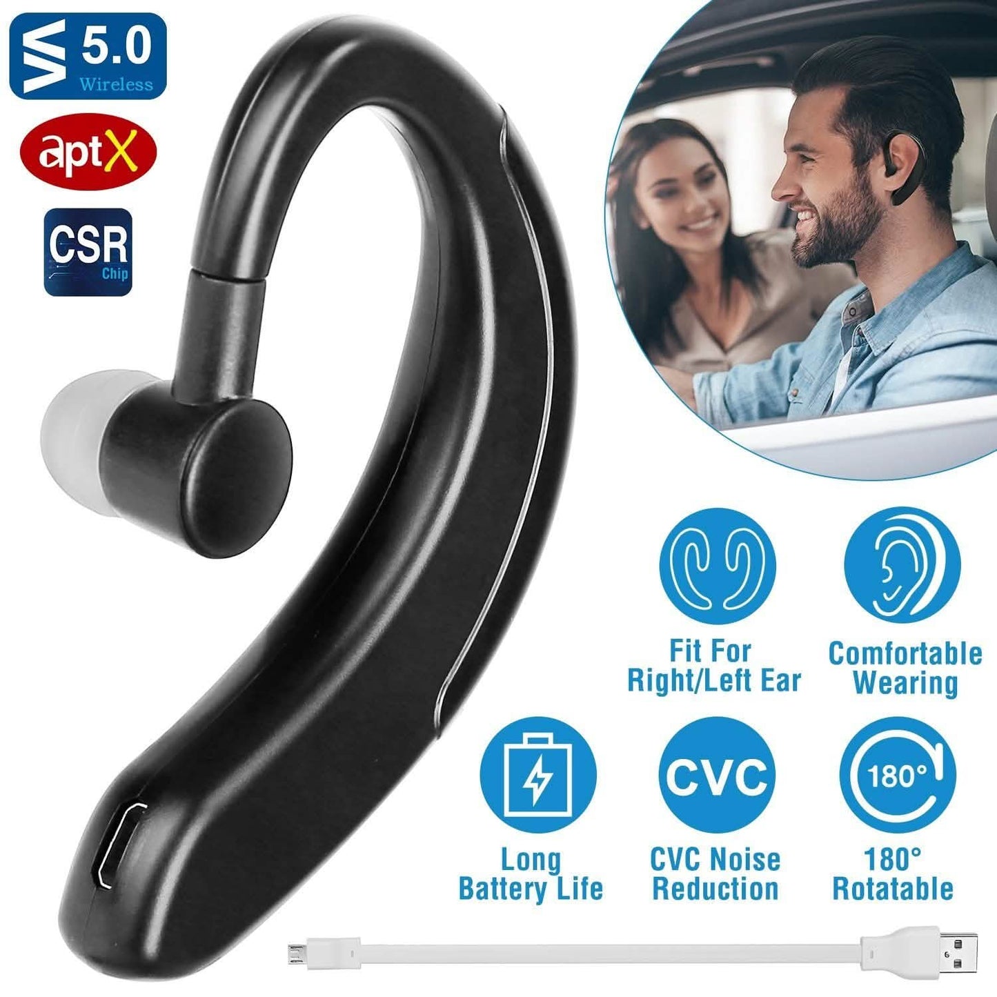 Wireless V5.0 Earpiece Noise Cancelling Driving Earbud DailySale