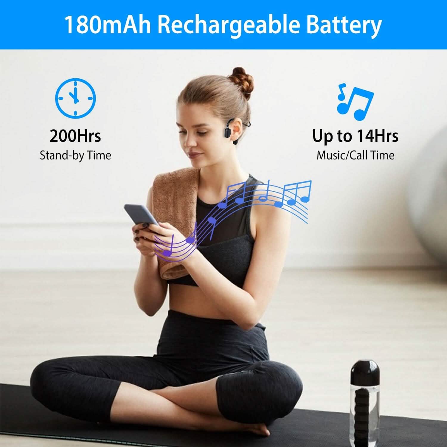 Wireless V5.1 Bone Conduction Earphones with Sensitive Mic DailySale