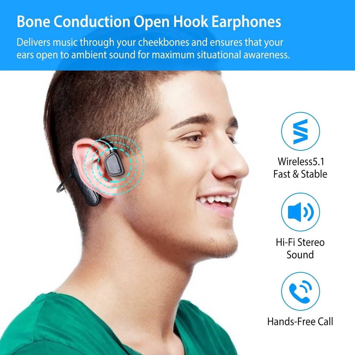 Wireless V5.1 Open-Ear Bone Conduction Earphones DailySale