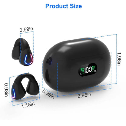 Wireless v5.3 Earbuds Clip-on Open TWS Earphones with Built-in Mic LED Charging Display Case DailySale