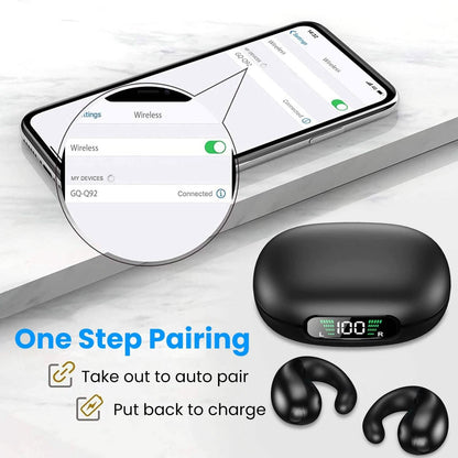 Wireless V5.3 Open Ear Clip Earbuds IPX3 Waterproof Ultra Open Earbuds with LED Display DailySale
