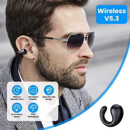 Wireless V5.3 Open Ear Clip Earbuds IPX3 Waterproof Ultra Open Earbuds with LED Display DailySale