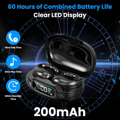 Wireless V5.3 Open Ear Clip Earbuds IPX3 Waterproof Ultra Open Earbuds with LED Display DailySale