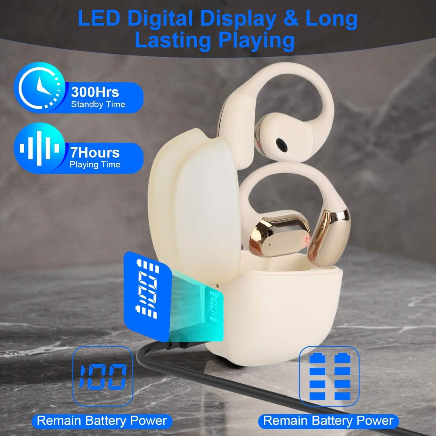 Wireless V5.4 Open Ear Earbuds with Earhook LED Display Charging Case DailySale