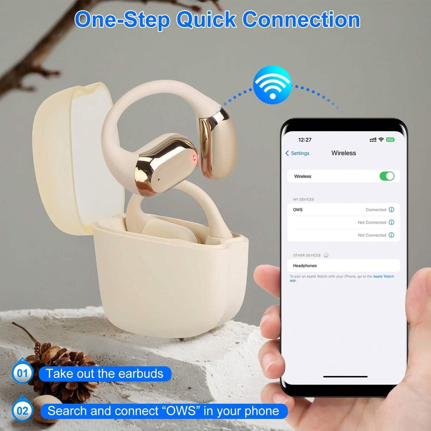 Wireless V5.4 Open Ear Earbuds with Earhook LED Display Charging Case DailySale