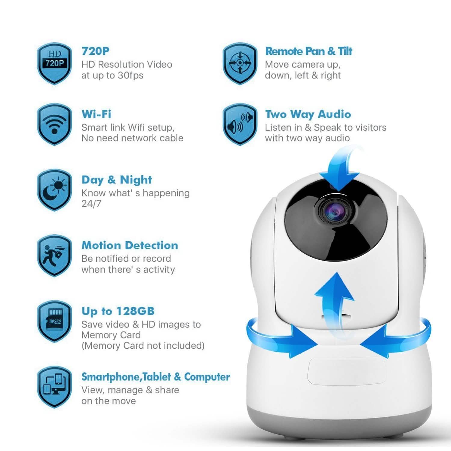 Wireless WIFI Pan Tilt HD Security Network Indoor CCTV IP Camera Night Vision DailySale