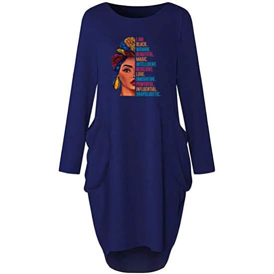 Woman's Long Sleeve Loose Pocket Oversize Tunic Dress DailySale