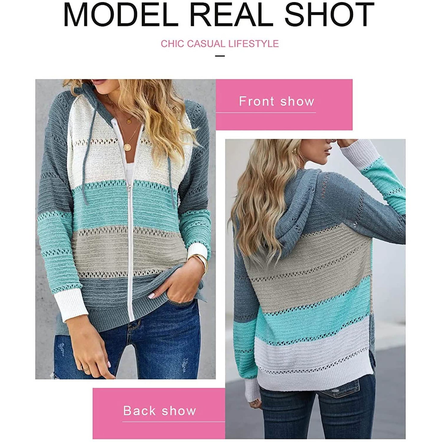 Women Casual Long Sleeve Zip Up Hooded Sweatshirt Hoodies DailySale