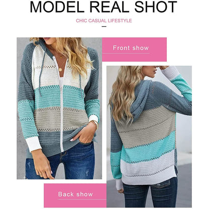Women Casual Long Sleeve Zip Up Hooded Sweatshirt Hoodies DailySale