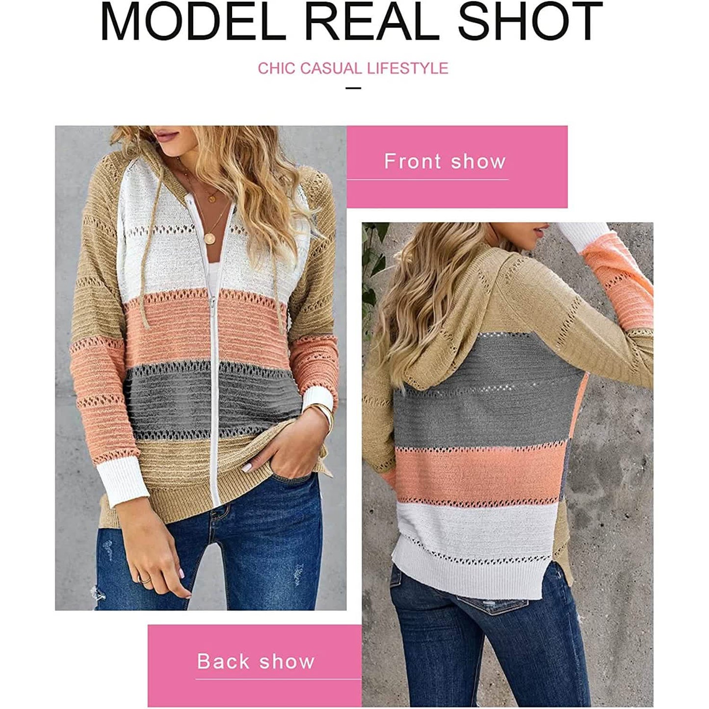 Women Casual Long Sleeve Zip Up Hooded Sweatshirt Hoodies DailySale
