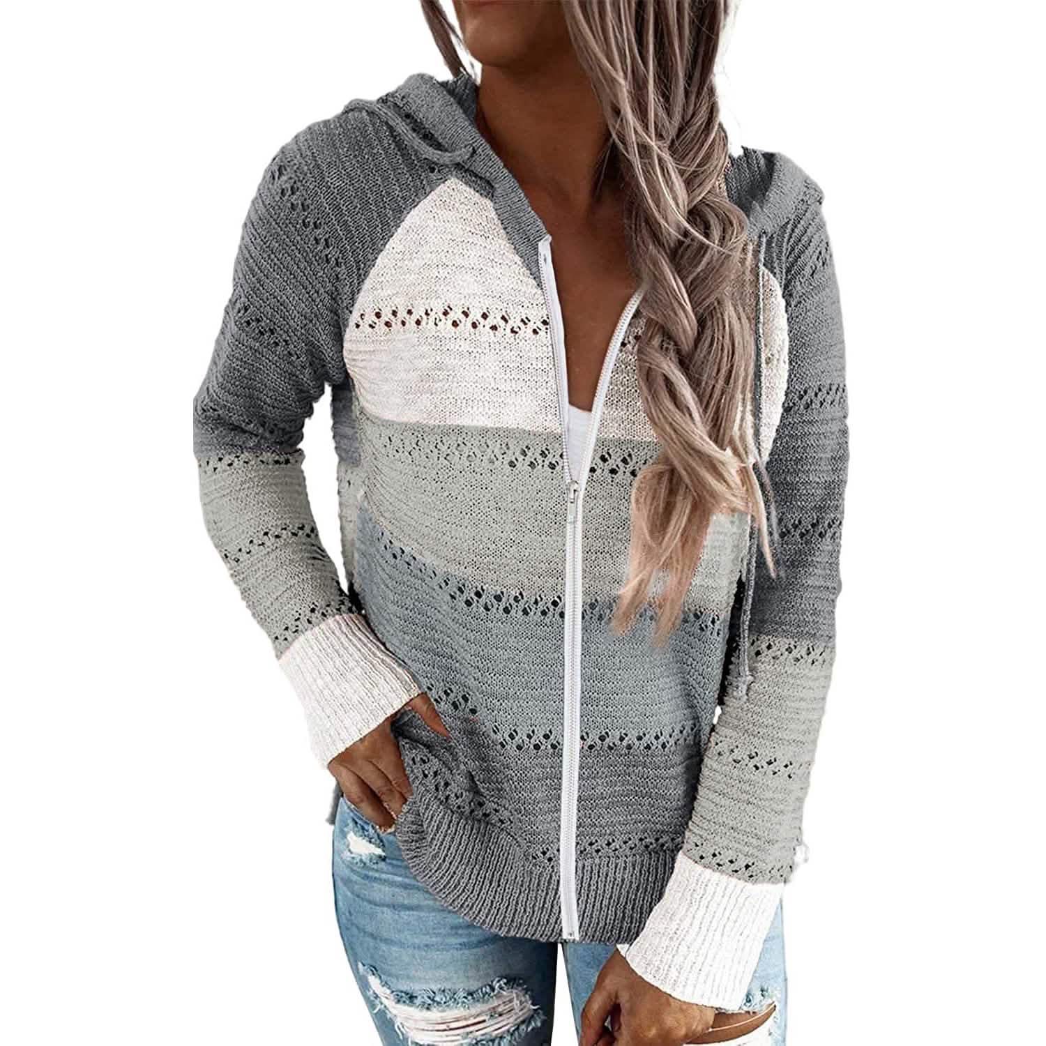 Women Casual Long Sleeve Zip Up Hooded Sweatshirt Hoodies DailySale