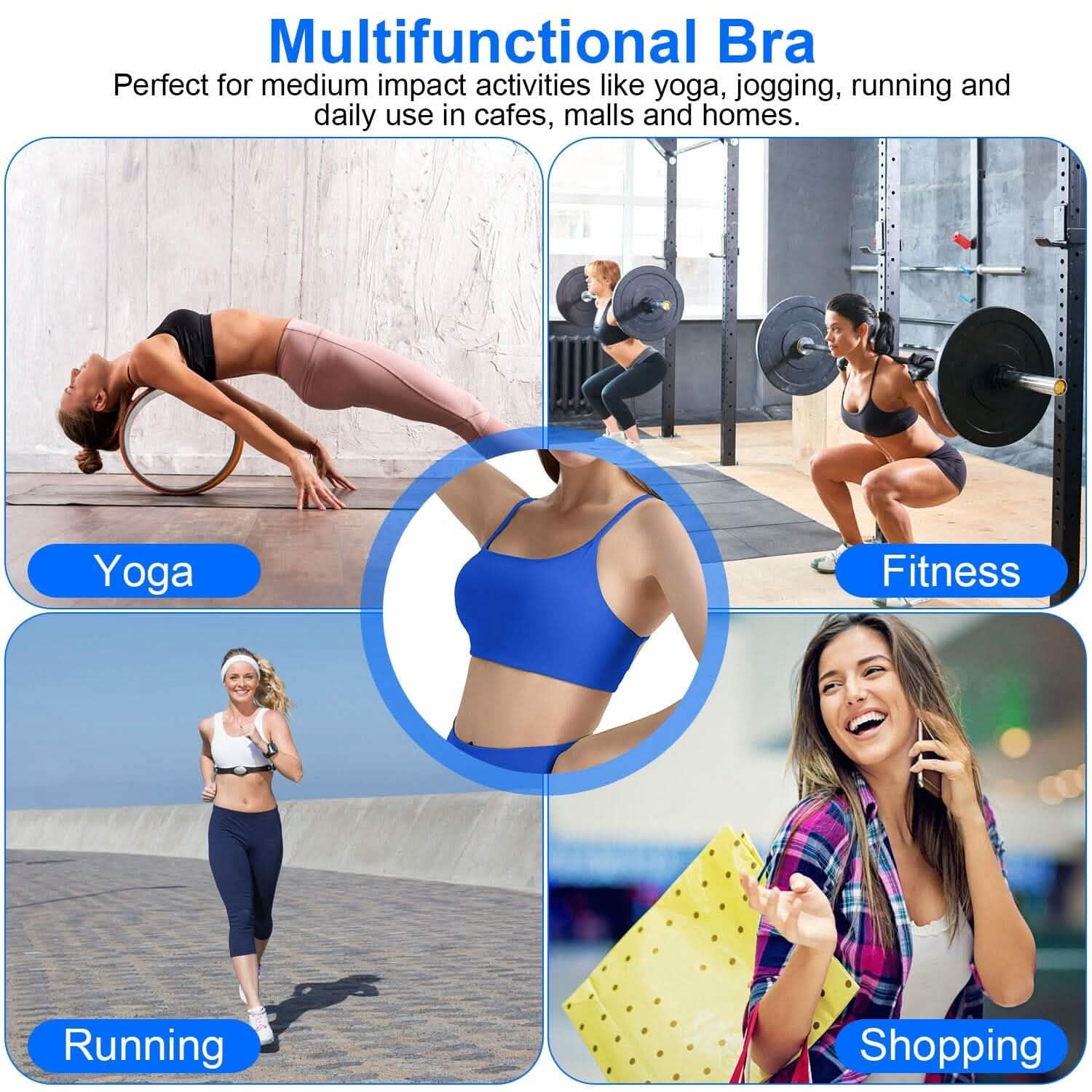 Women Cross Back Sport Bras Padded with Removable Pads Thin Straps DailySale