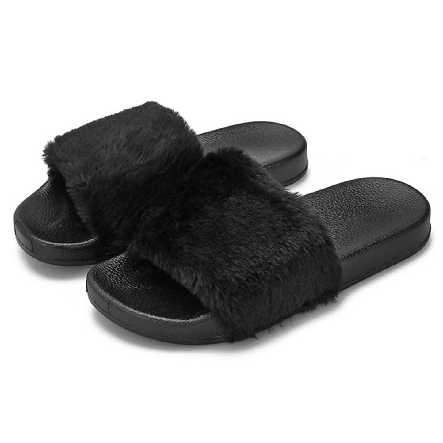 Women Faux Fur Slippers Open Toe DailySale